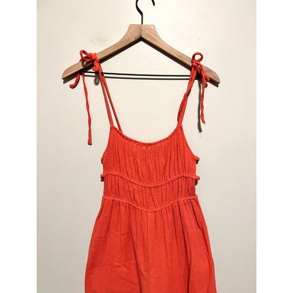 NWT Urban Outfitters Orange Gauze Tie Strap Wide Leg Jumpsuit 100% Cotton Small - Picture 3 of 11